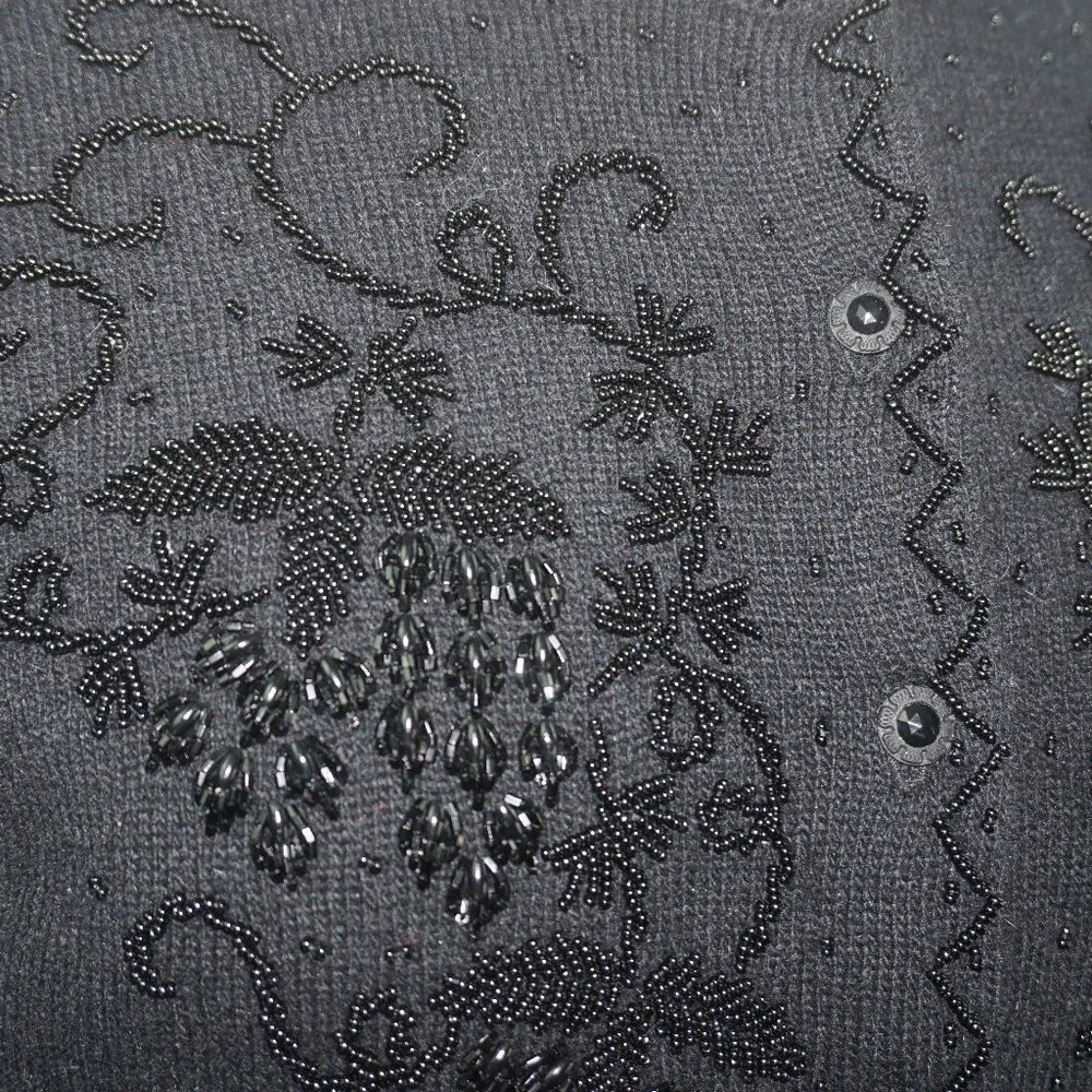 Vintage 90s Lambswool Angora Beaded Cardigan Sweater - Picture 3 of 8